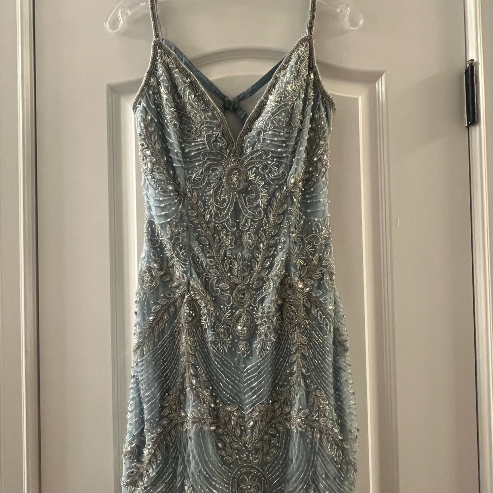 Embellished Blue Midi Dress